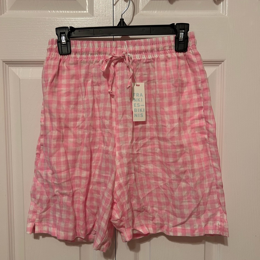 NWT Frankie’s Bikinis Shorts Pink Plaid